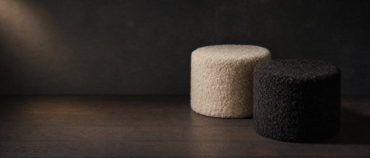 Black Month – sheepskin poufs