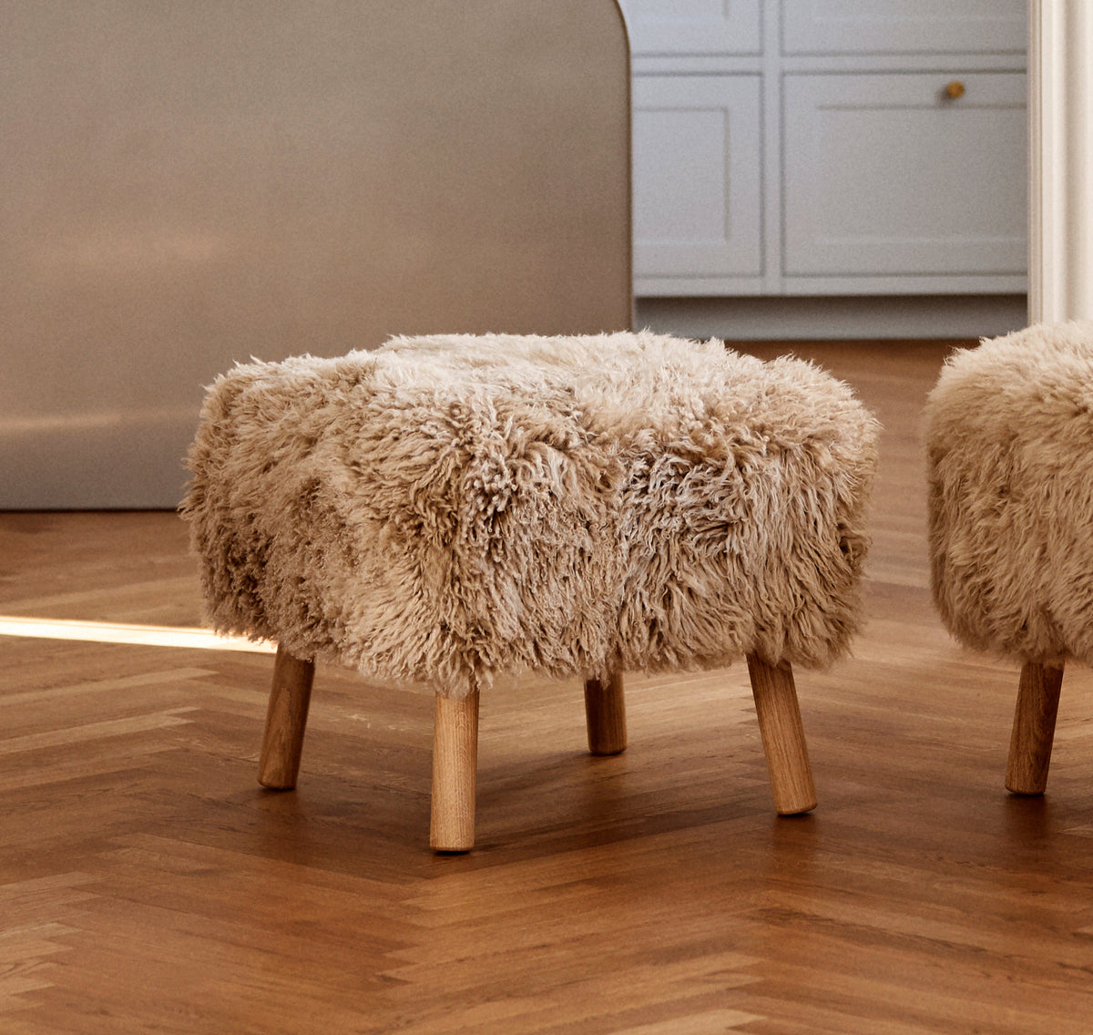 Emil sheepskin foot rest stool