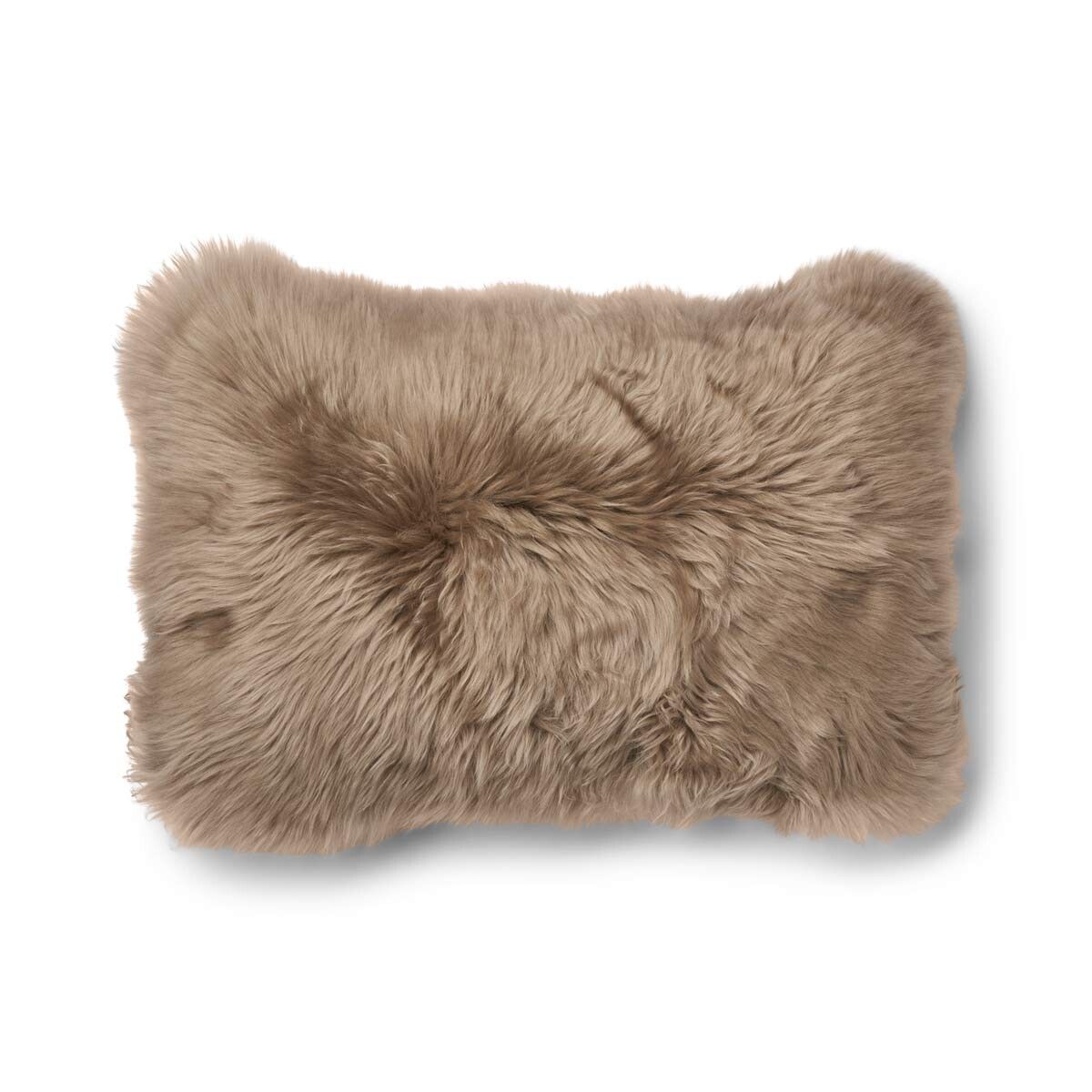 Long-Wool Sheepskin Cushion | 13x20 in Beige/Taupe