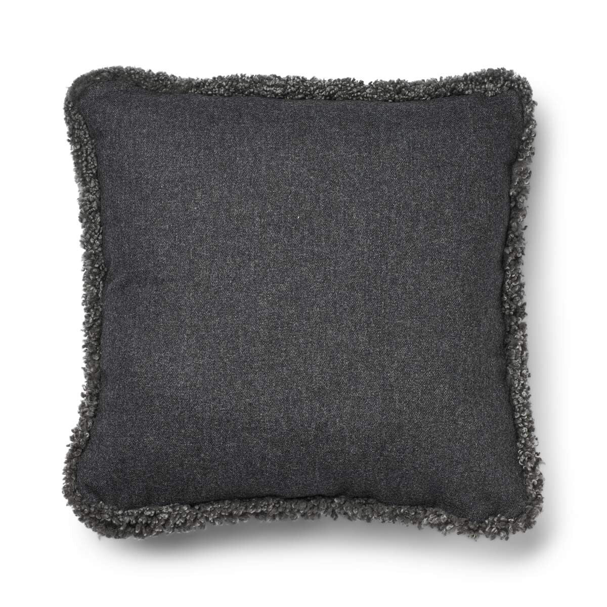 Short-Wool Sheepskin Cushion | SW trim | 20x20 in Rock/Graphite