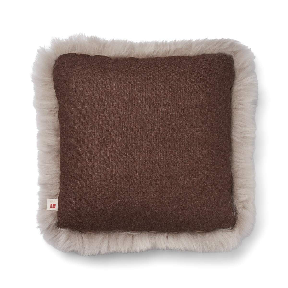 Long-Wool Sheepskin Cushion | 20x20 in Brown/Dove