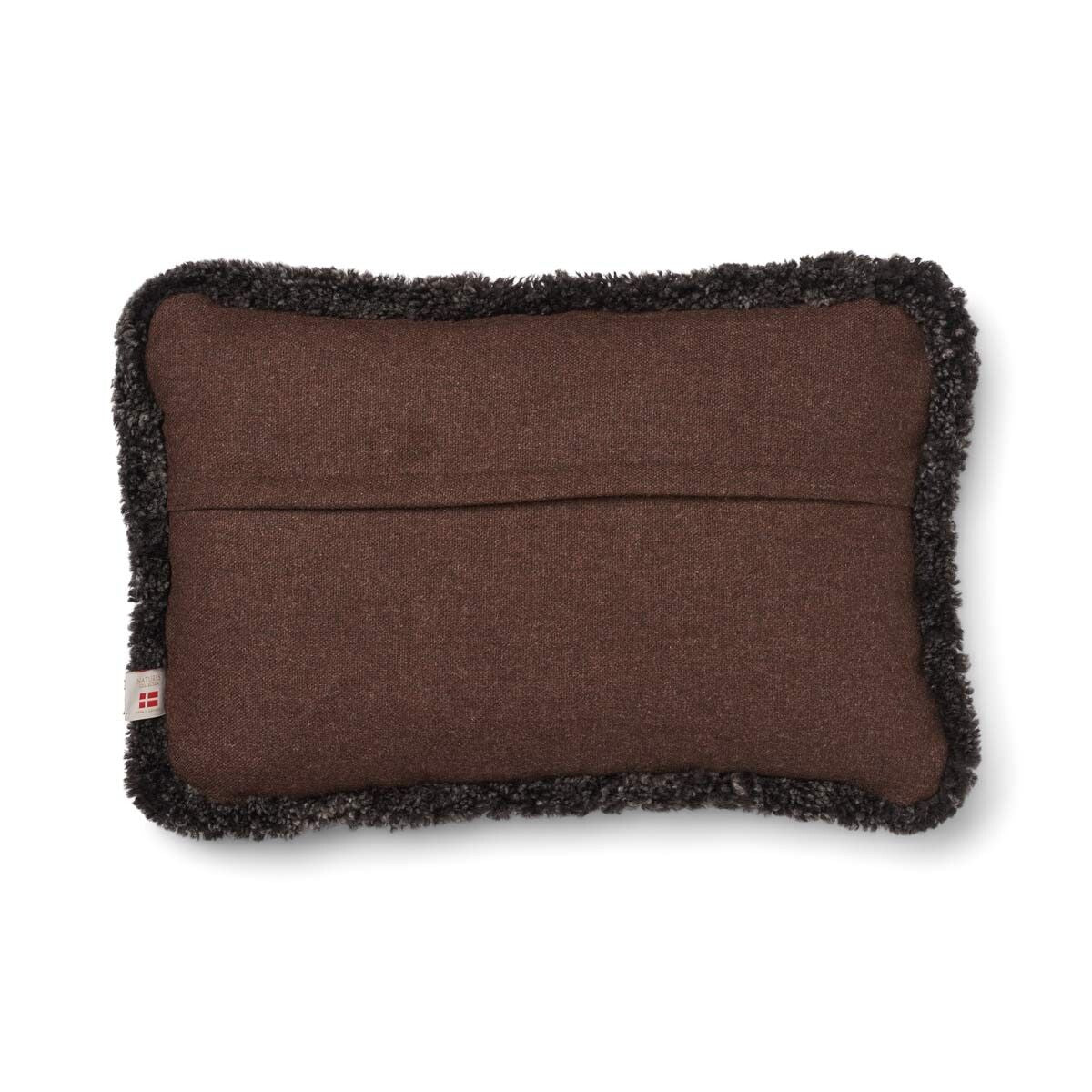 Short-Wool Sheepskin Cushion | SW trim | 13x20 in Brown/Cappuccino