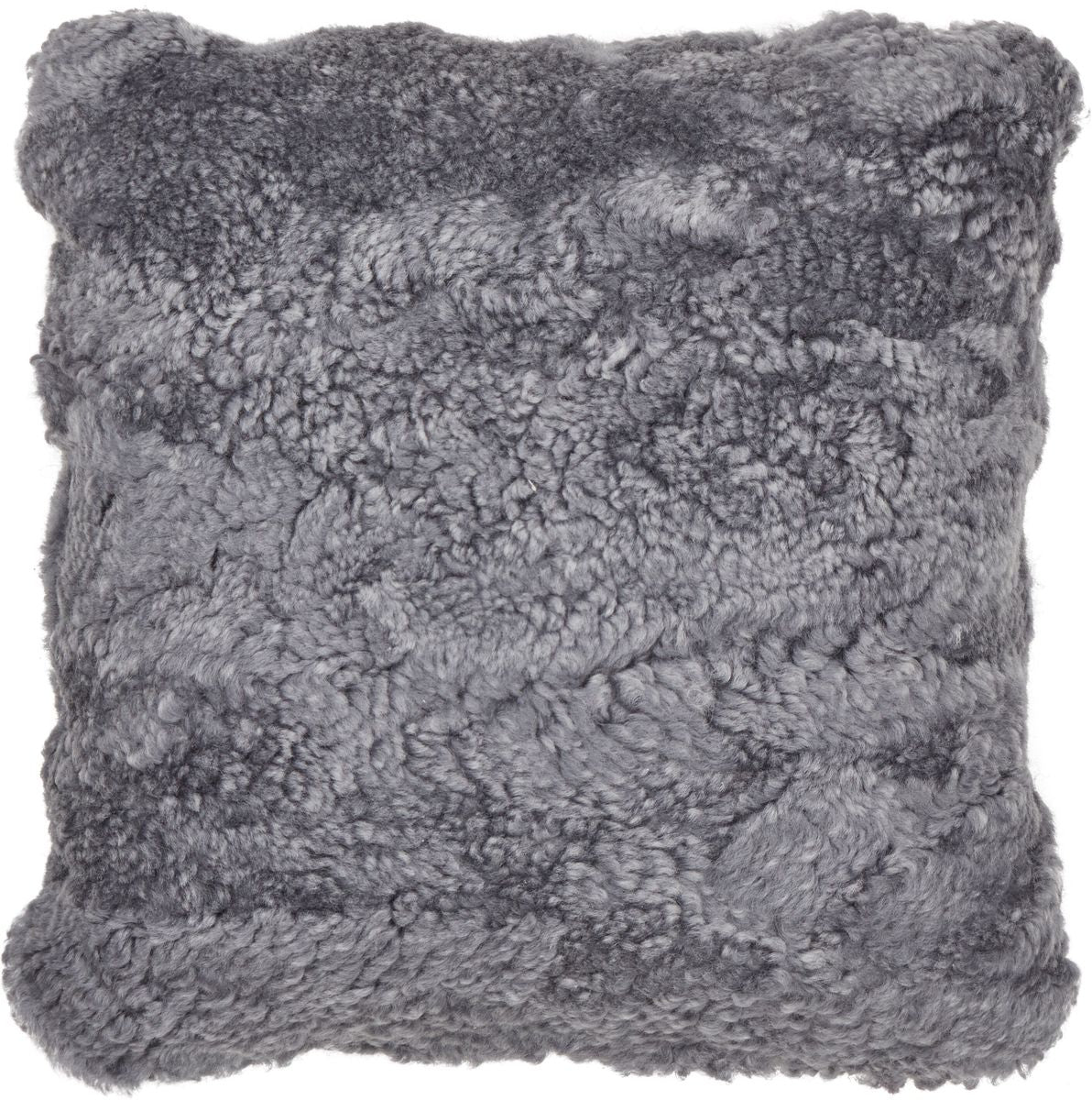 Short-Wool Sheepskin Cushion | Doublesided | 16x16 in Light Grey