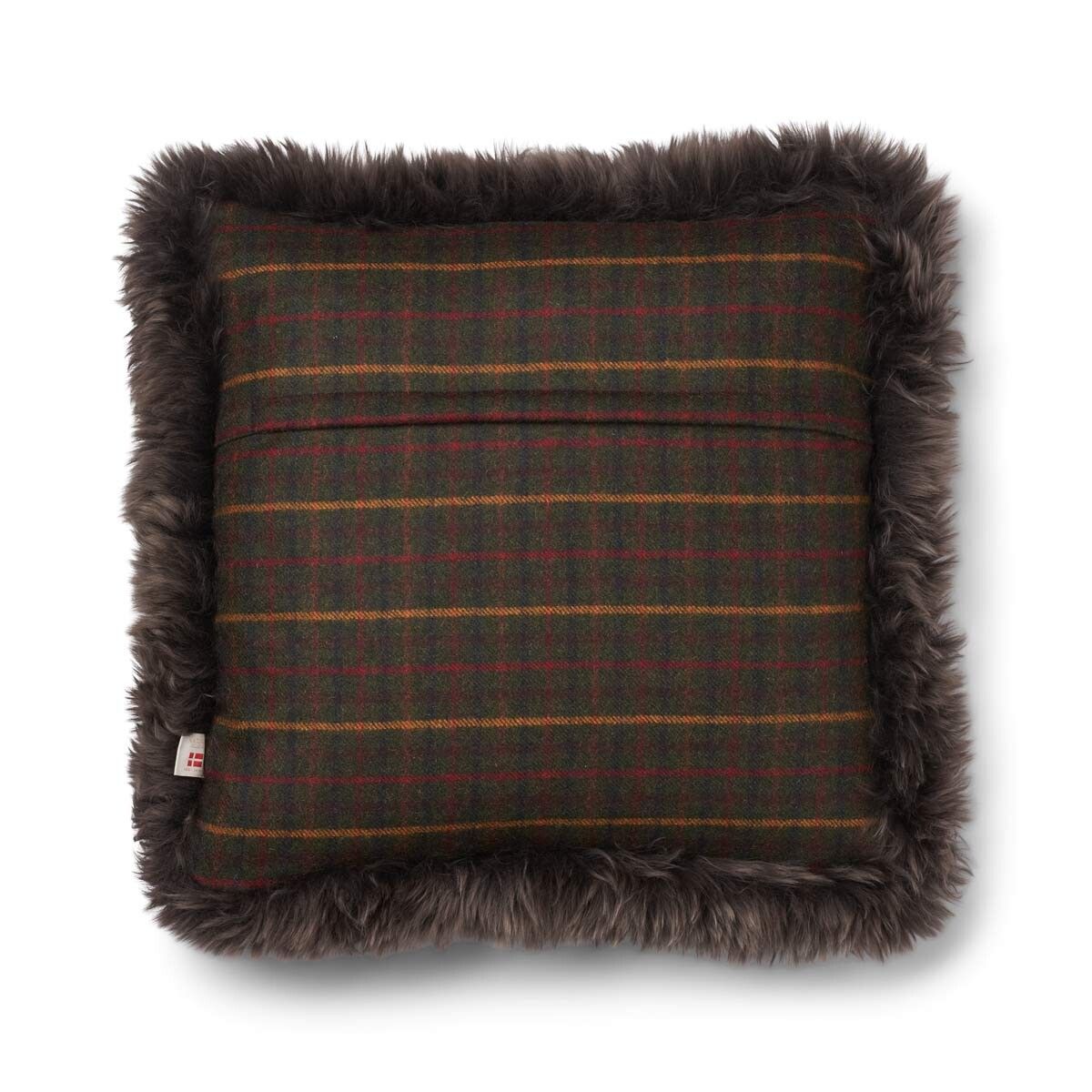 Wool Cushion | Doublesided | LW trim | 20x20 in Kilberry Fir-Dark Green/Walnut