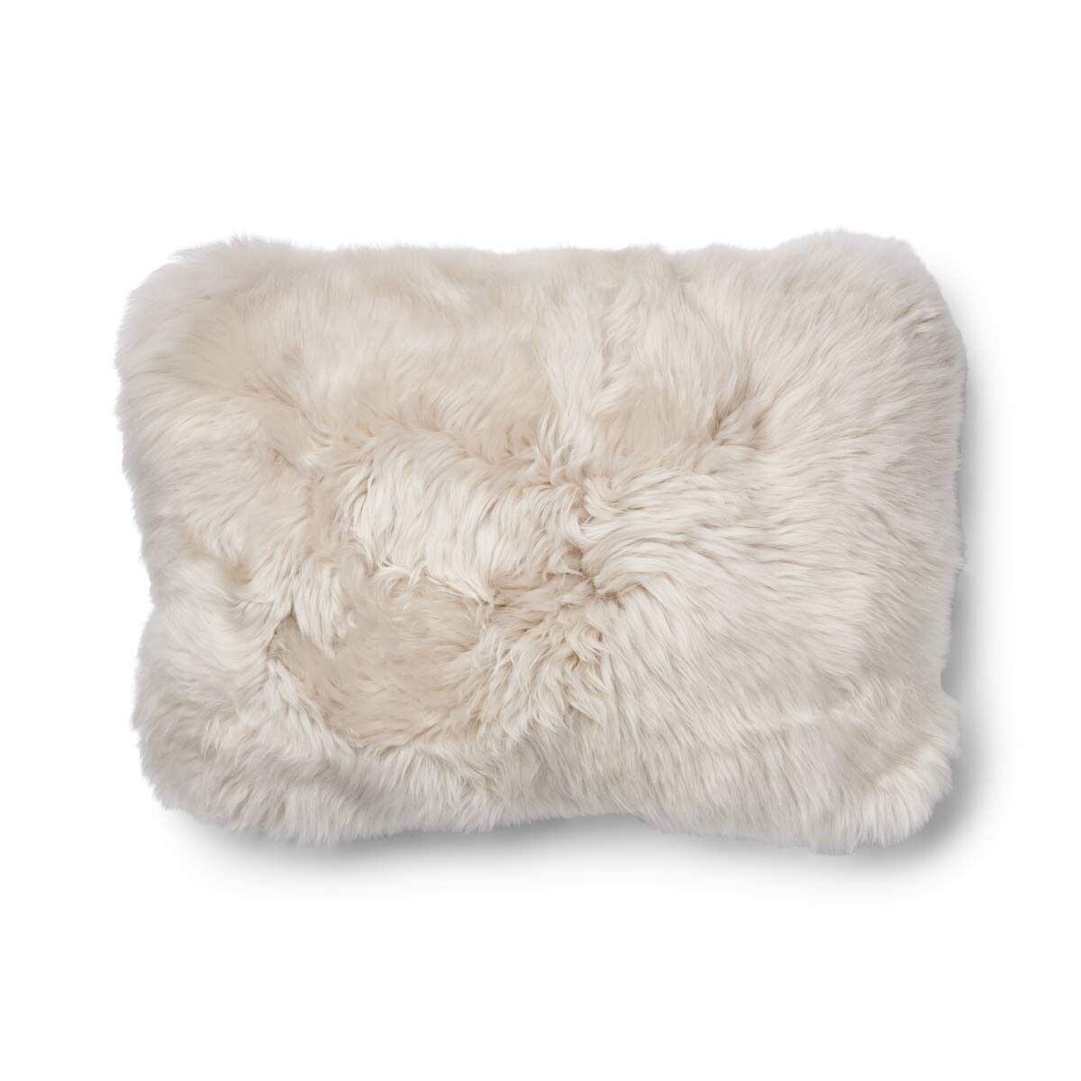 Long-Wool Sheepskin Cushion | 13x20 in Beige/Linen