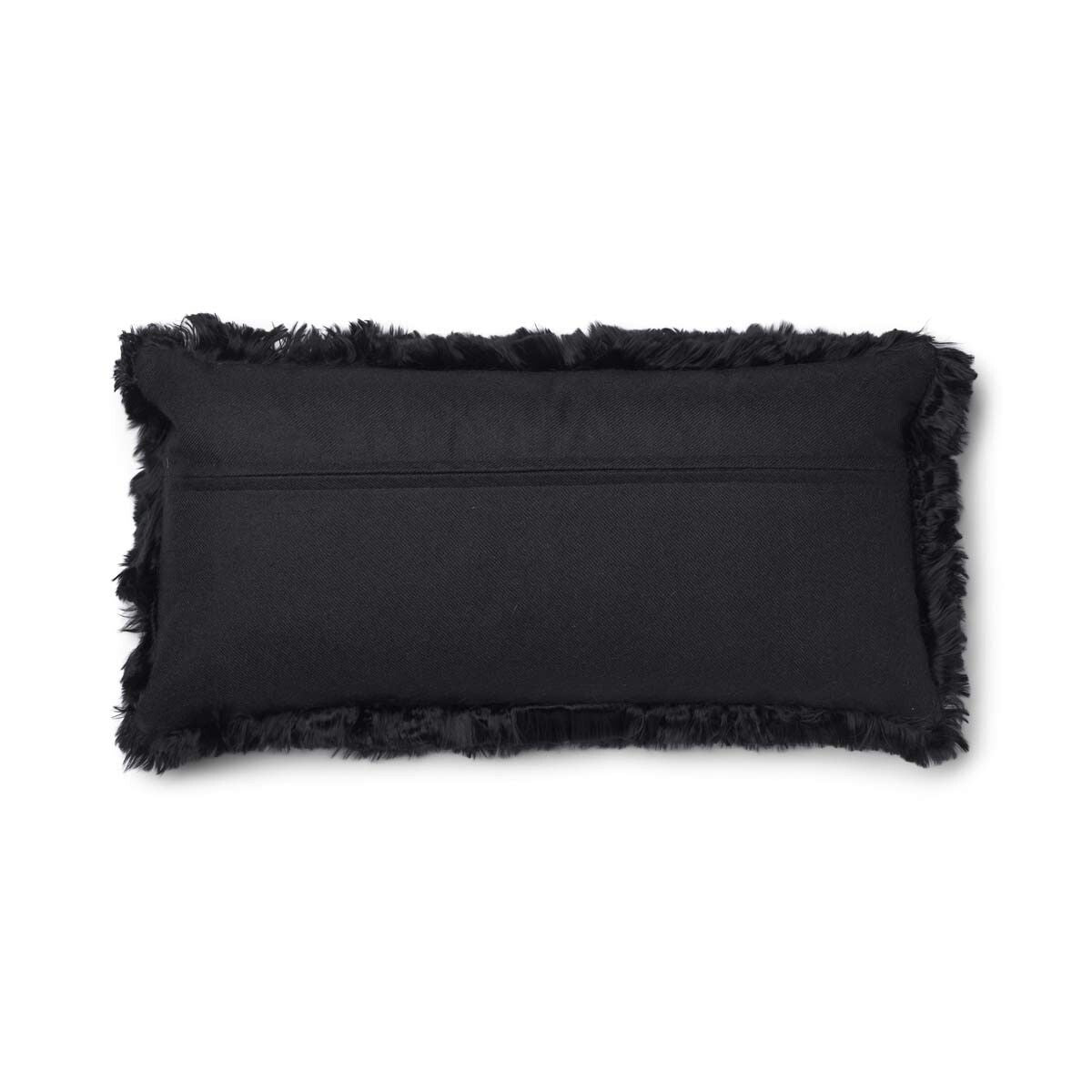 Alpaca Cushion | Long Wool Black