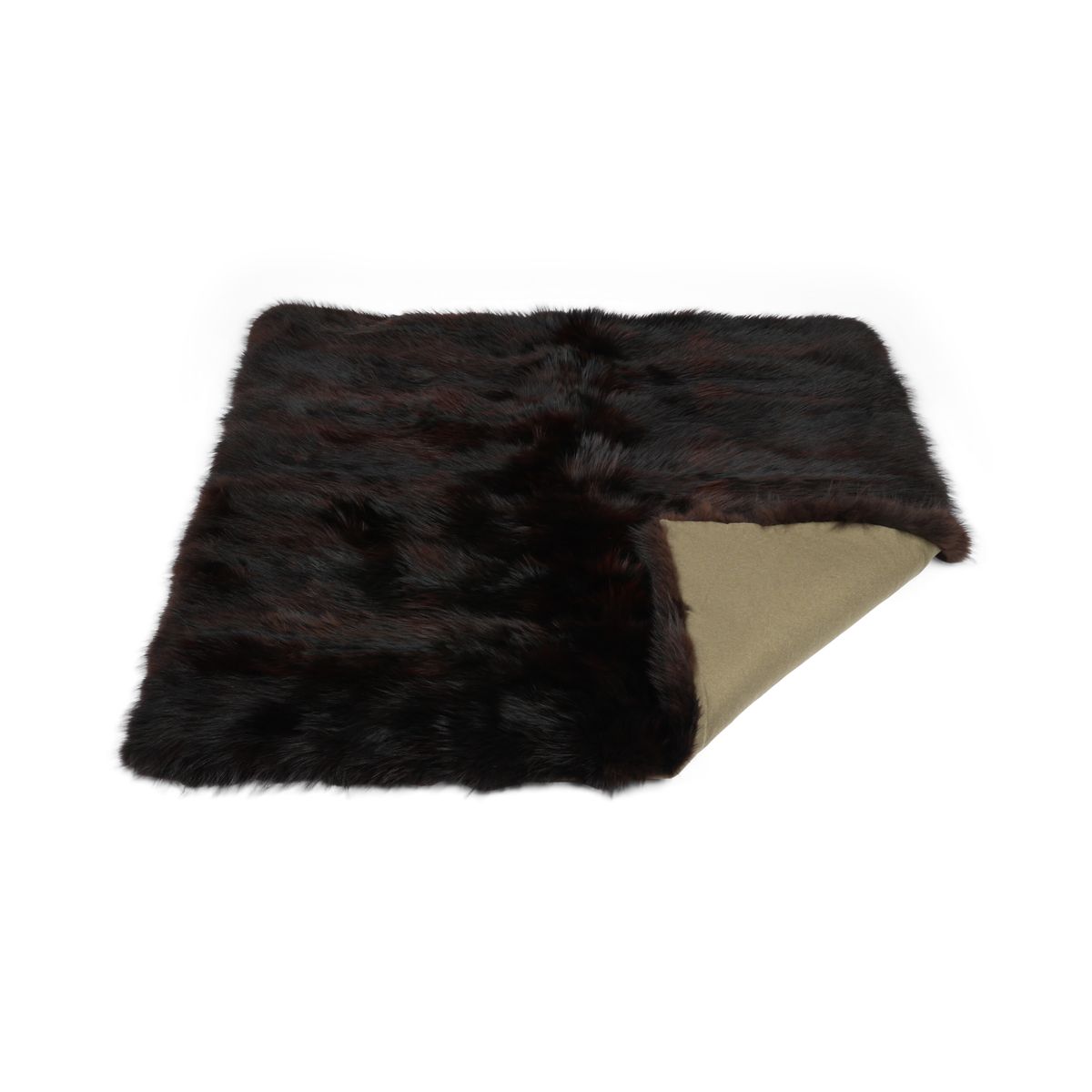 Premium Fox Throw | Cashmere Backing | Dark Brown