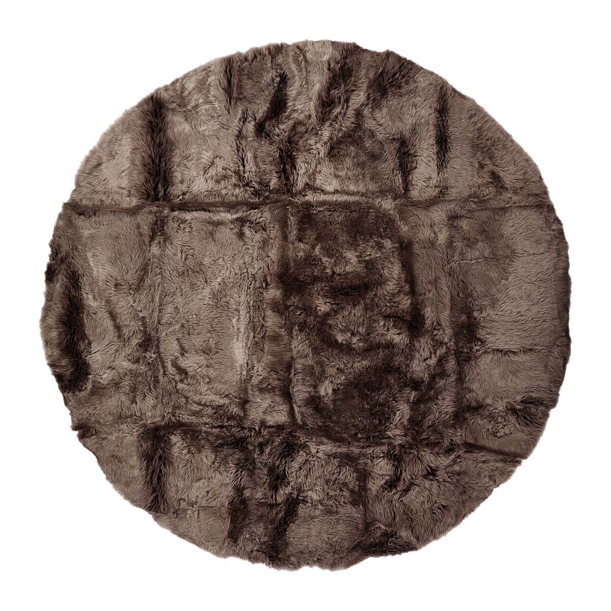 Long Wool Sheepskin Design Rug | D71 in | D98,5 in Walnut