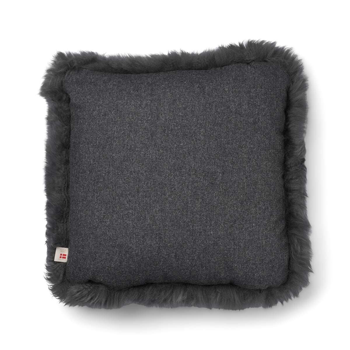 Long-Wool Sheepskin Cushion | 20x20 in Rock/Steel