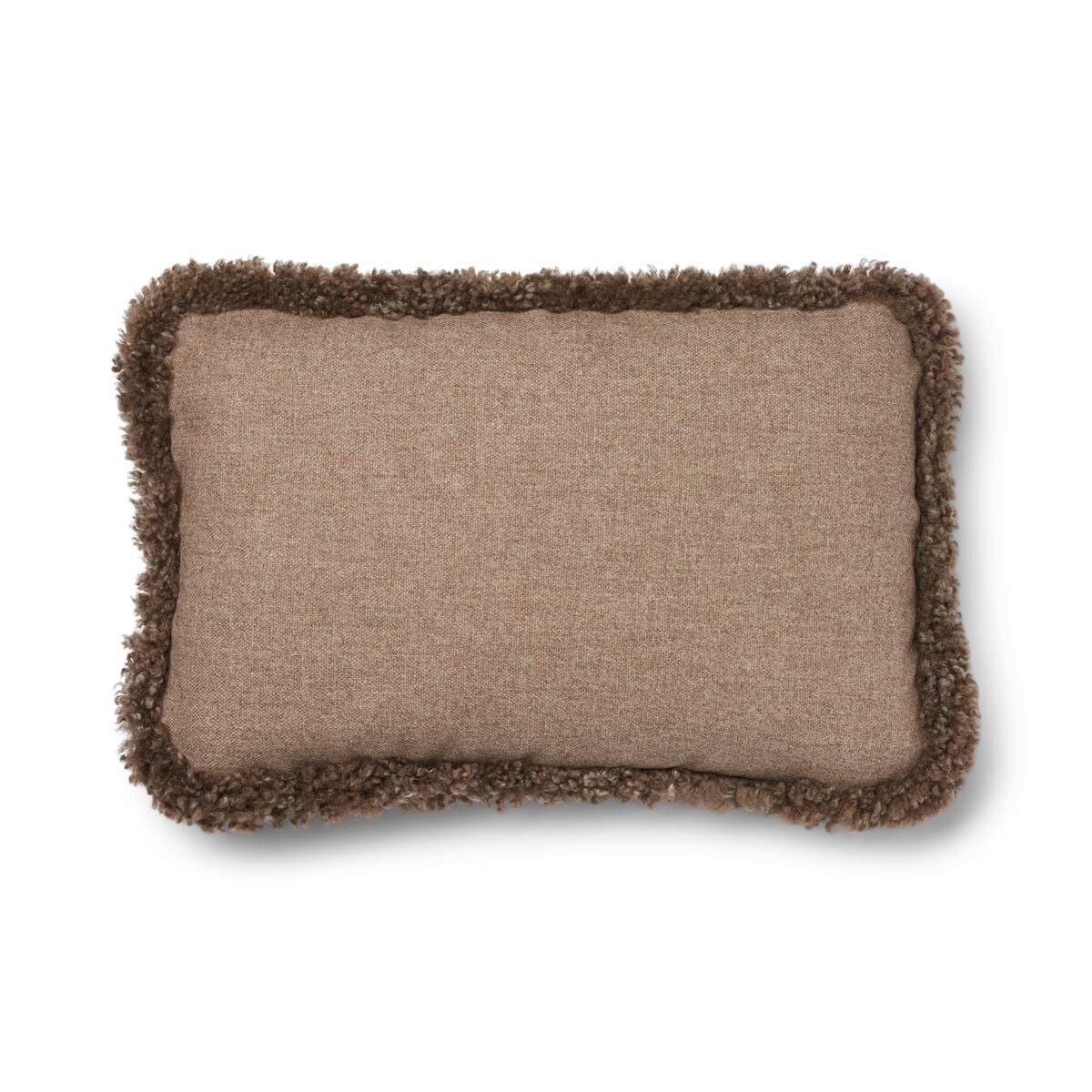 Short-Wool Sheepskin Cushion | SW trim | 13x20 in Beige/Taupe