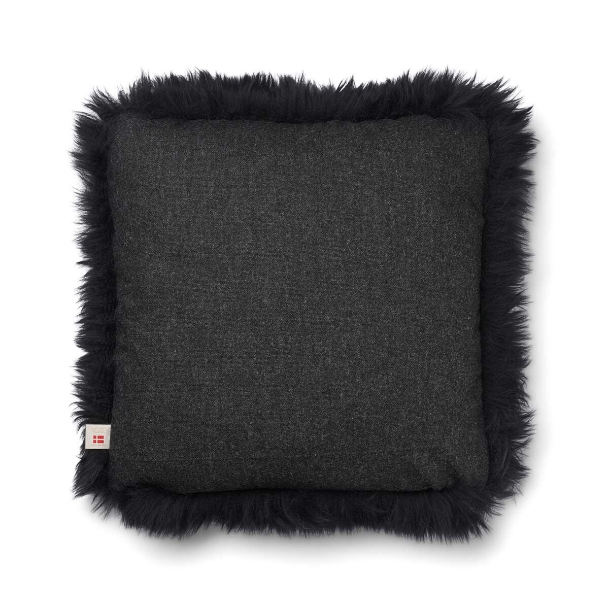 Long-Wool Sheepskin Cushion | 20x20 in Charcoal/Black
