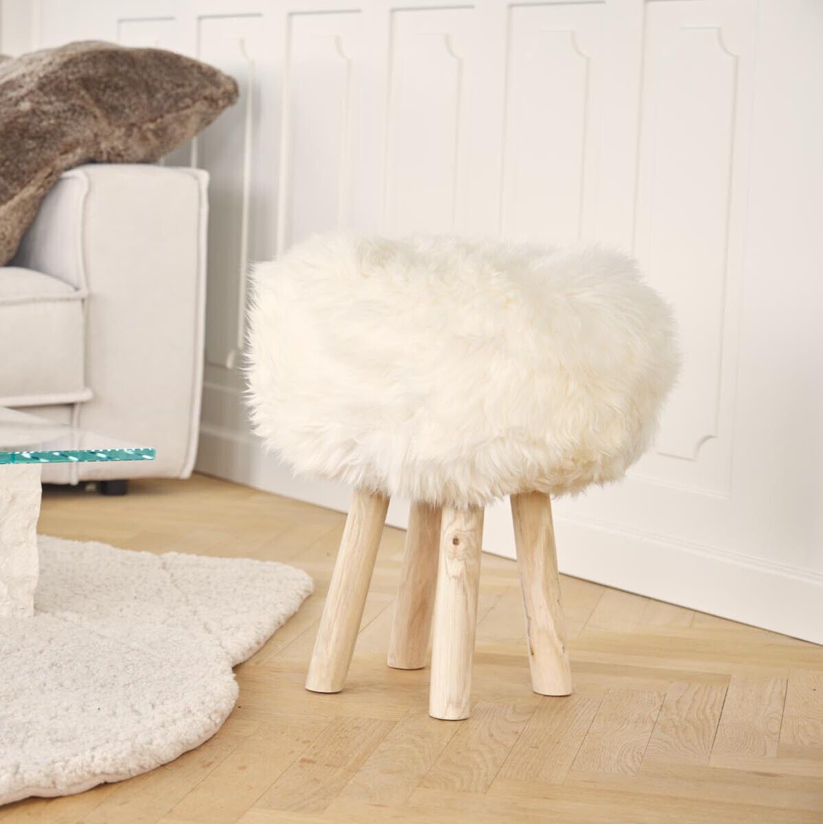Sheepskin Stool Cover Black