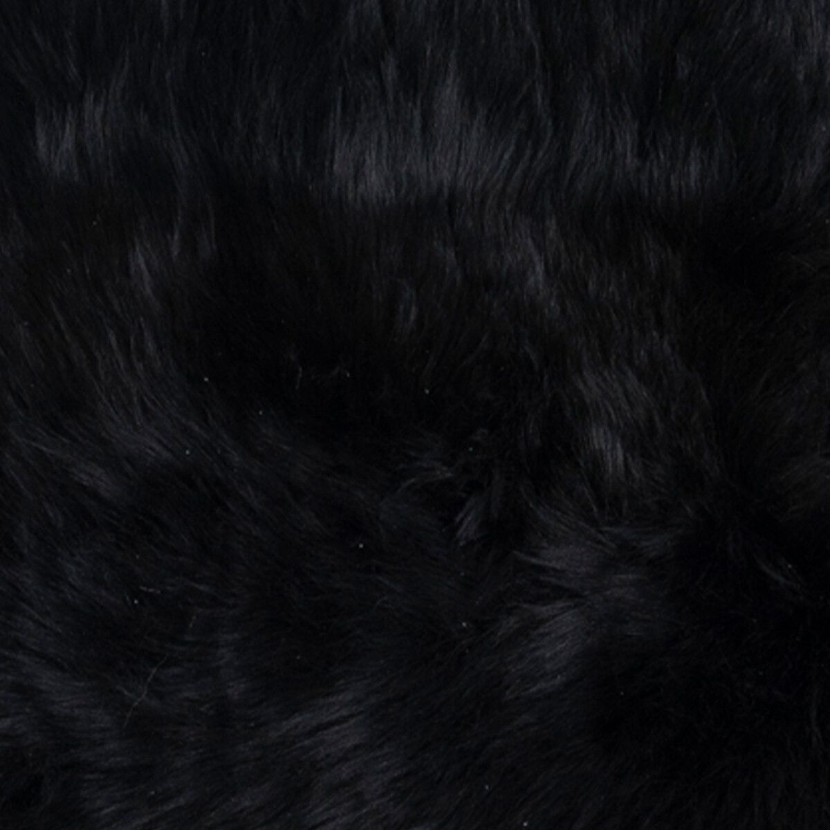 Long Wool Sheepskin Large Pouf | 39x20x13 in Black