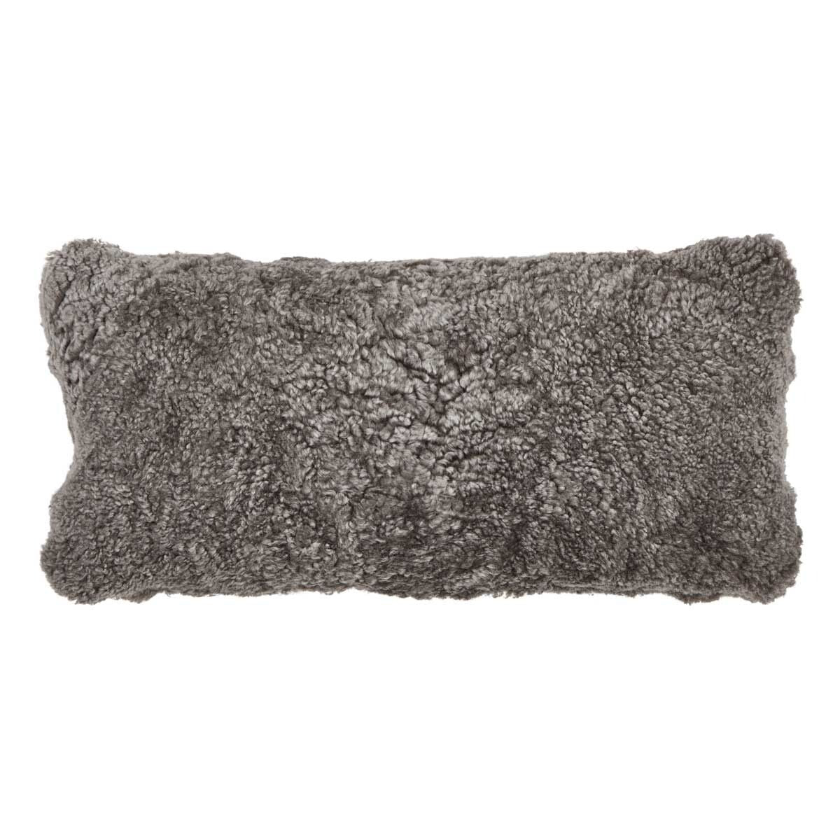 Short-Wool Sheepskin Cushion | 16x26 in Graphite