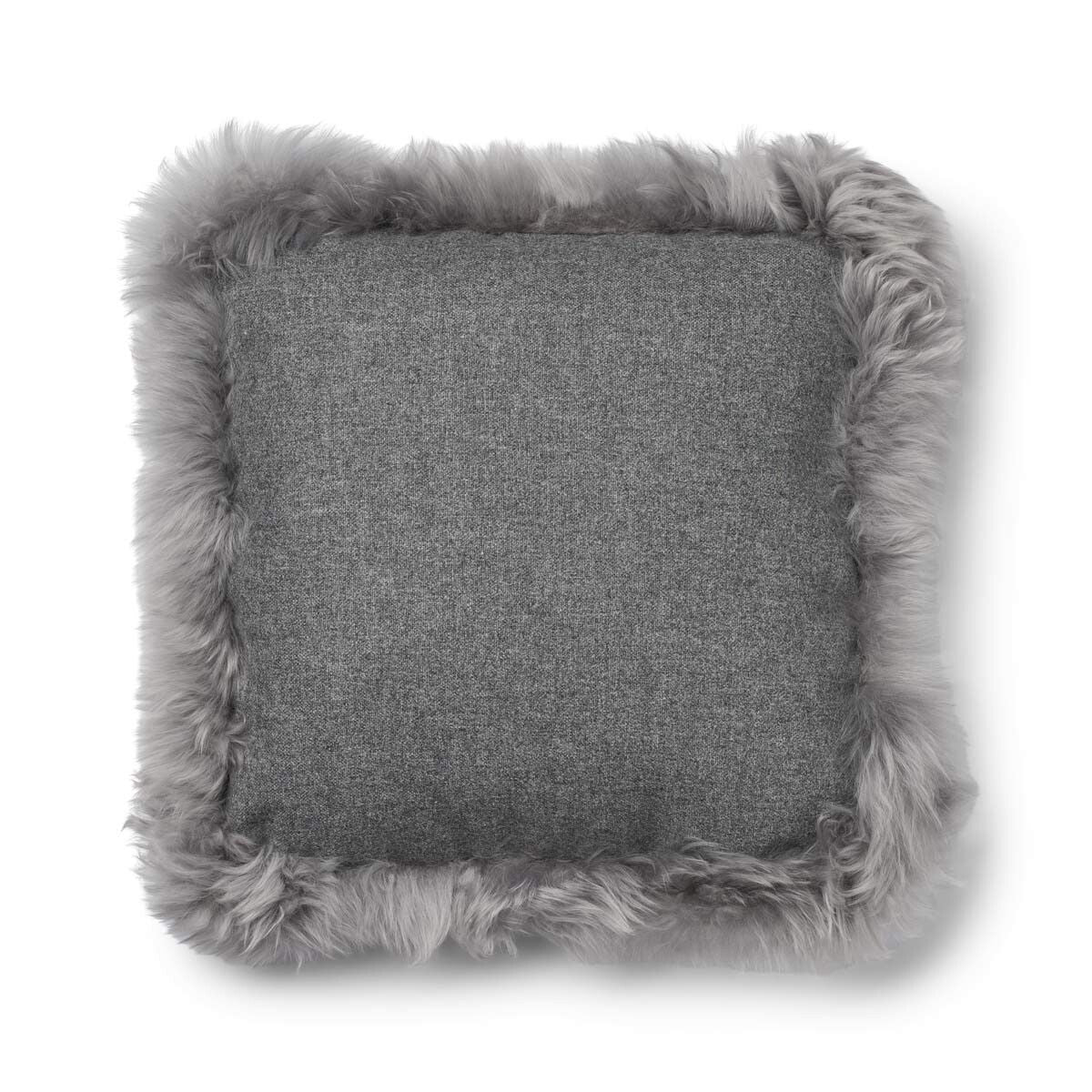 Wool Cushion | LW trim | 20x20 in | 13x20 in Stone/Light Grey