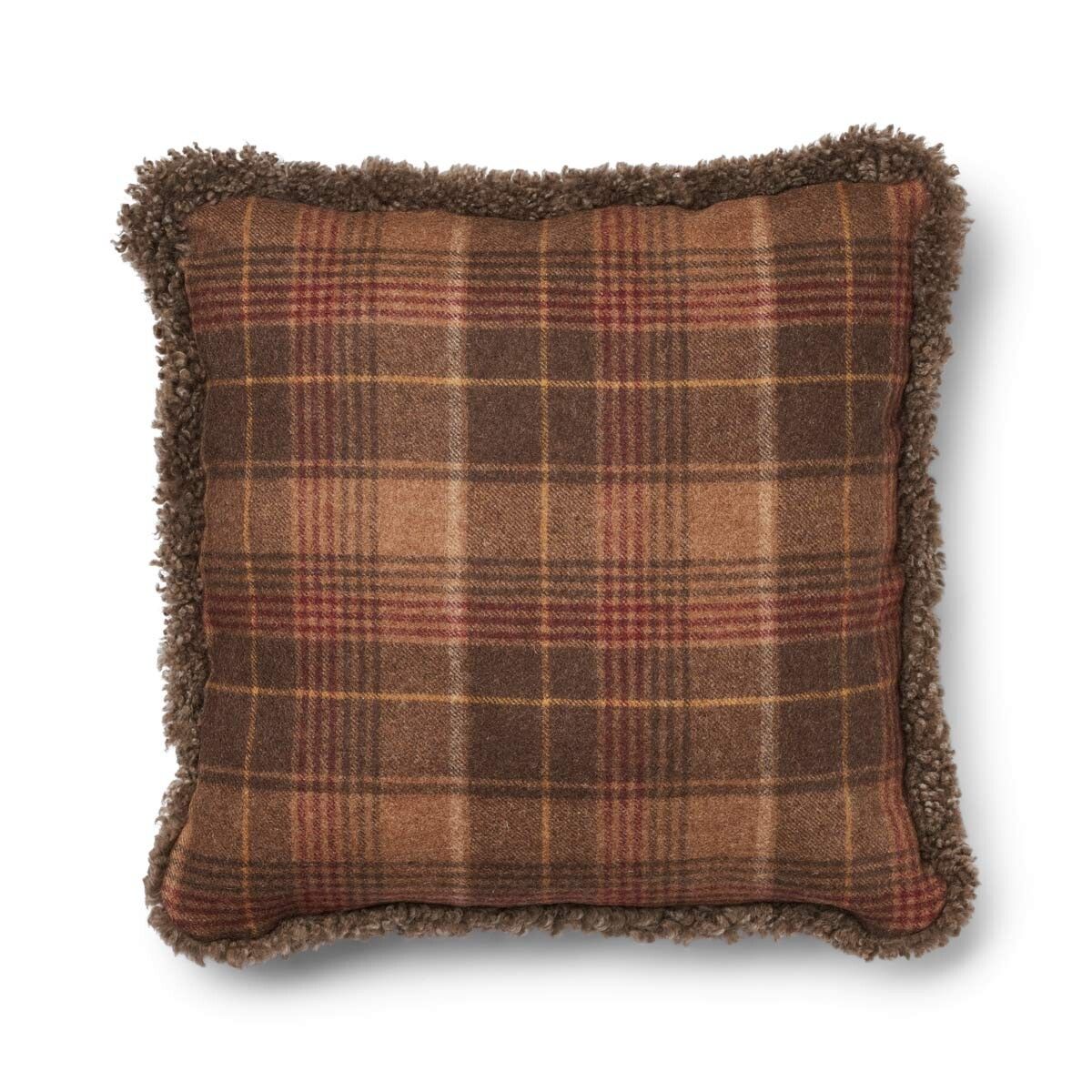 Wool Cushion | Doublesided | SW trim | 20x20 in Cocoa-Dark Brown/Taupe