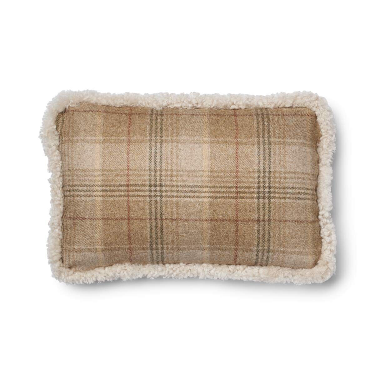 Wool Cushion Rectangular | Doublesided | SW trim | 13x20 in Sand-Beige/Pearl