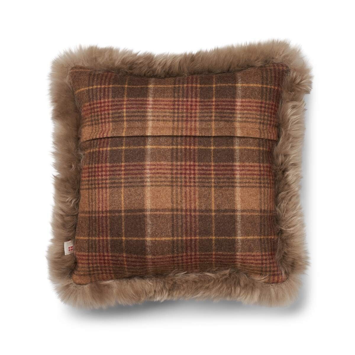 Wool Cushion | Doublesided | LW trim | 20x20 in Cocoa-Dark Brown/Taupe