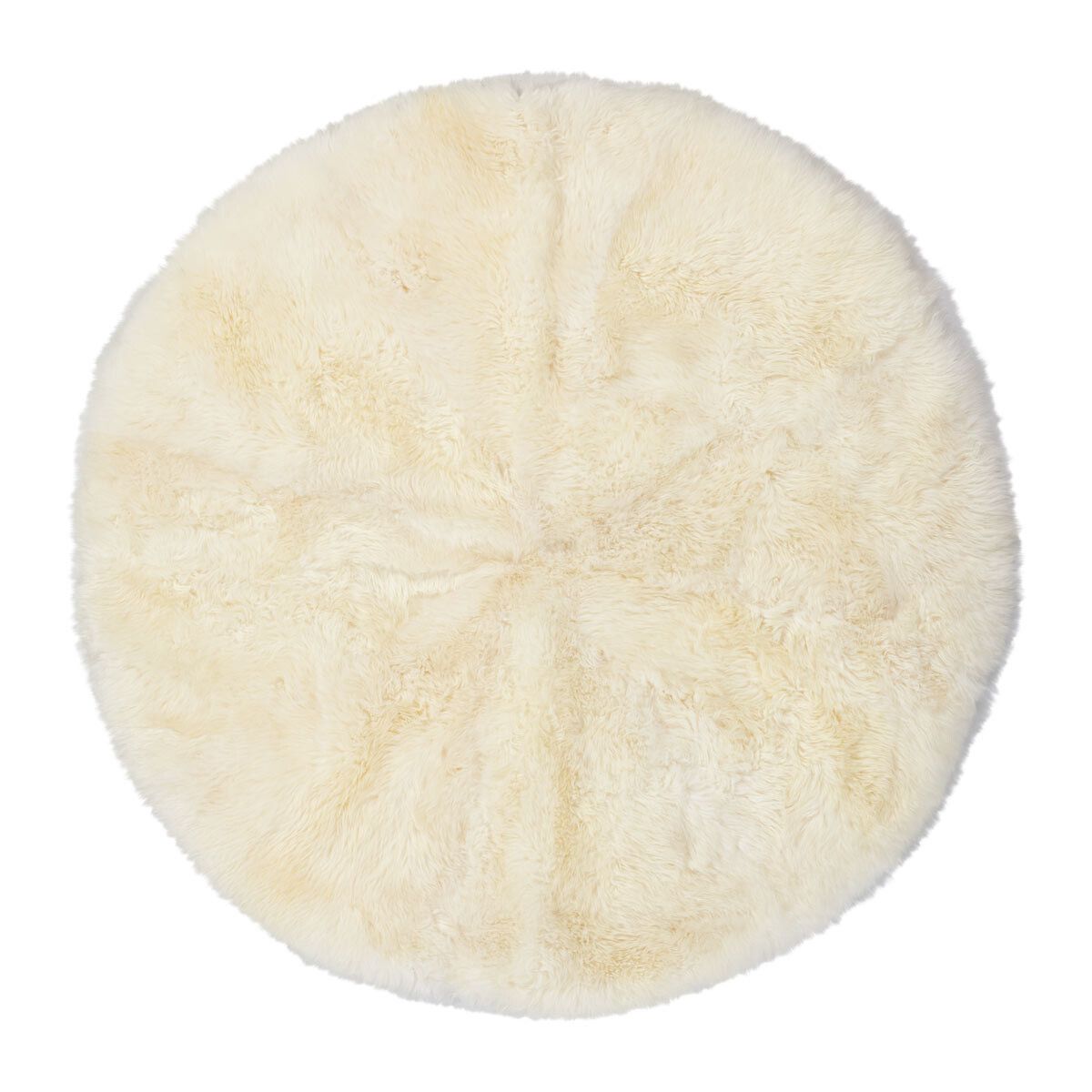 Long Wool Sheepskin Design Rug | D71 in | D98,5 in Ivory