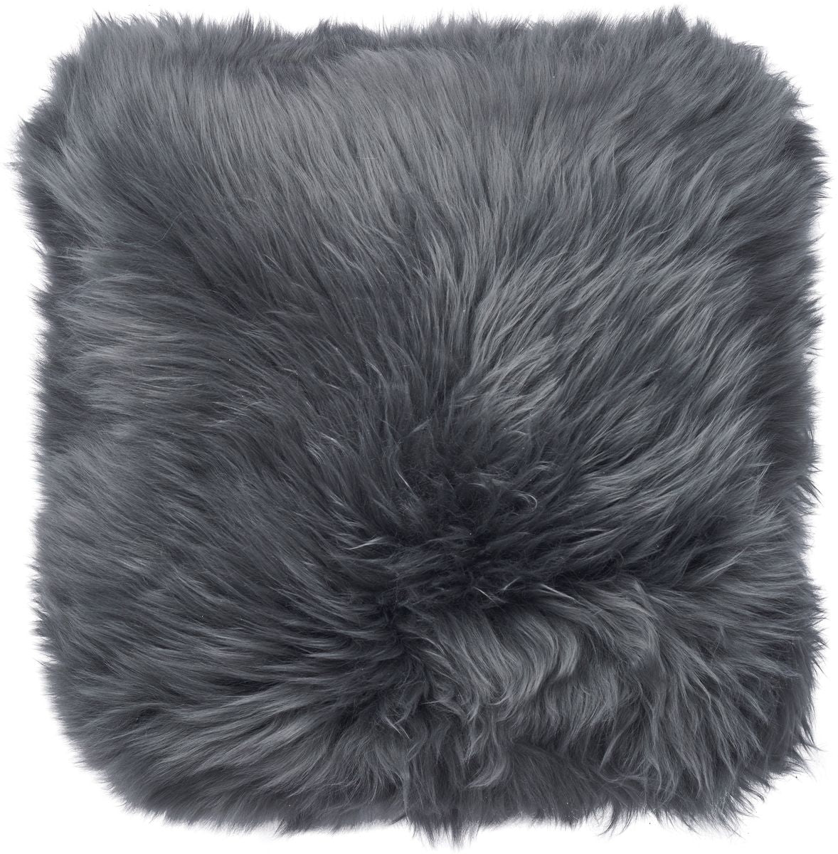 Long-Wool Double Sided Sheepskin Cushion | 22x22 in | 16x16 in Steel