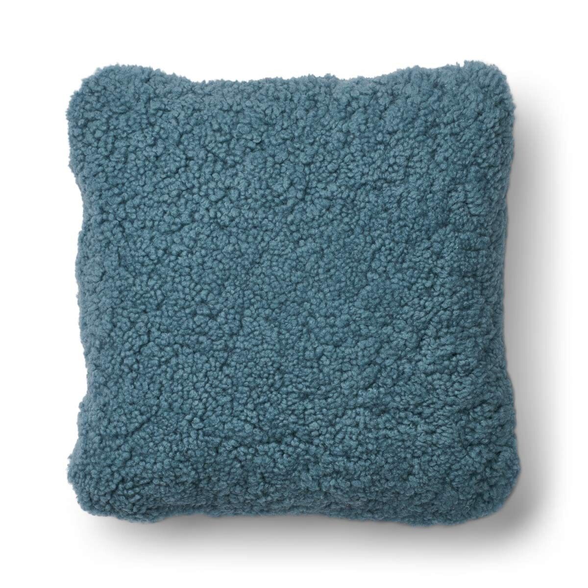 Short-Wool Sheepskin Cushion | Doublesided | 22x22 in Smoke Blue