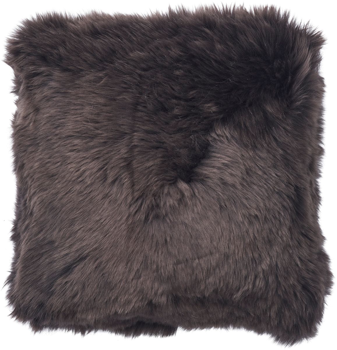 Long-Wool Double Sided Sheepskin Cushion | 22x22 in | 16x16 in Walnut