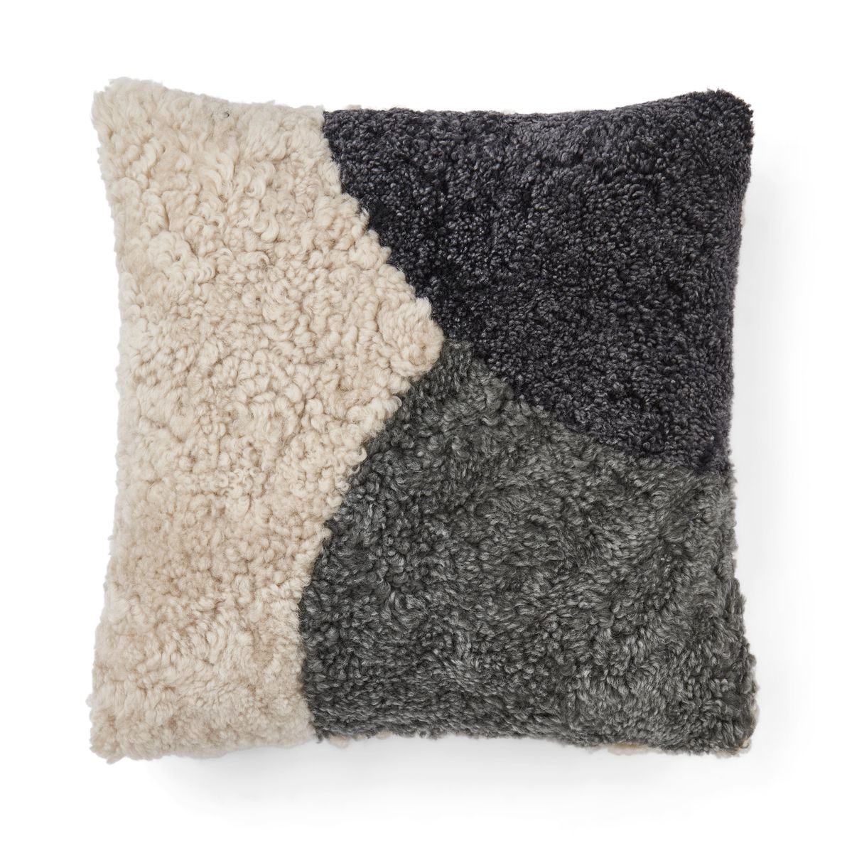 Short-Wool Sheepskin Cushion | Doublesided | 18x18 in Anthracite/Pearl/Graphite