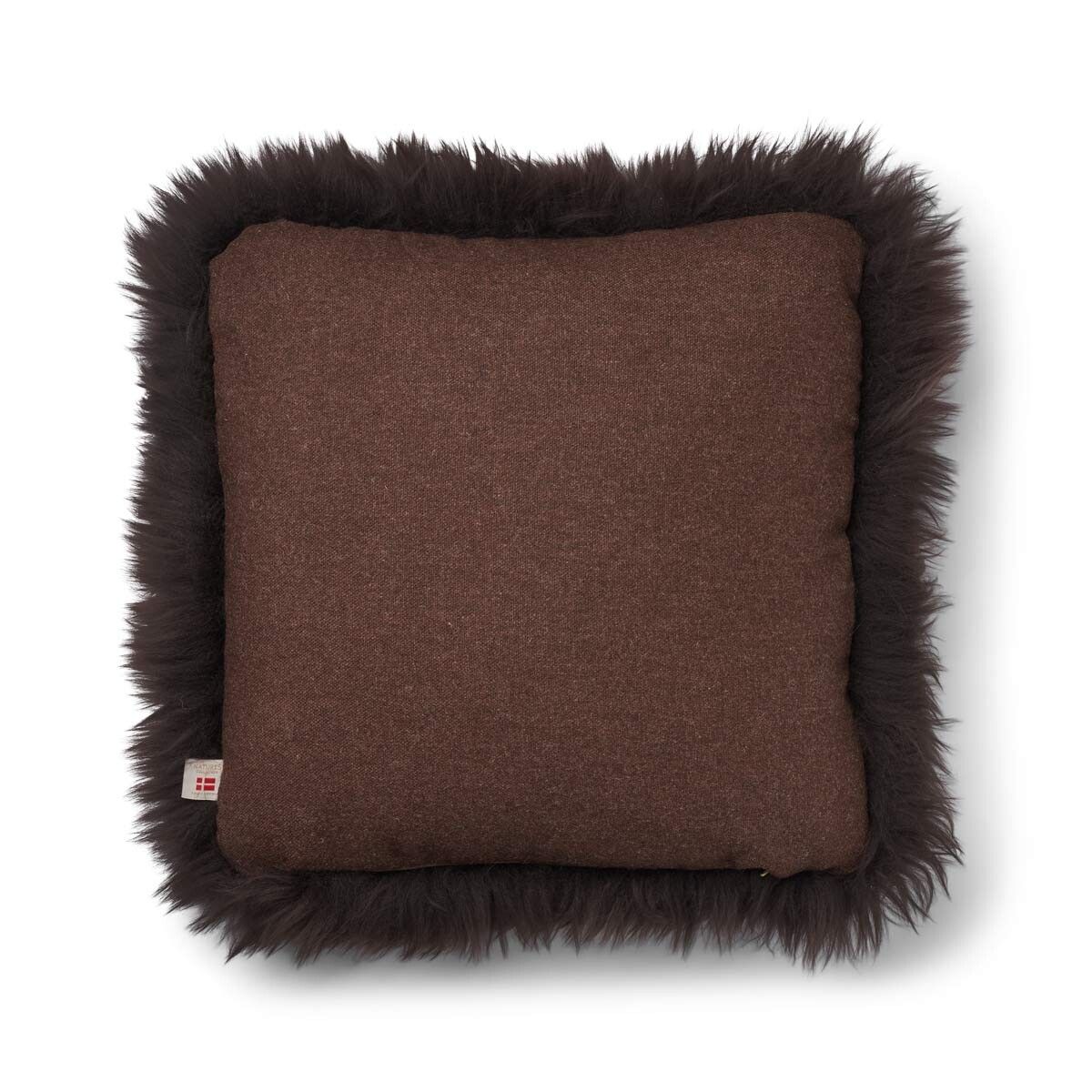 Long-Wool Sheepskin Cushion | 20x20 in Brown/Chocolate