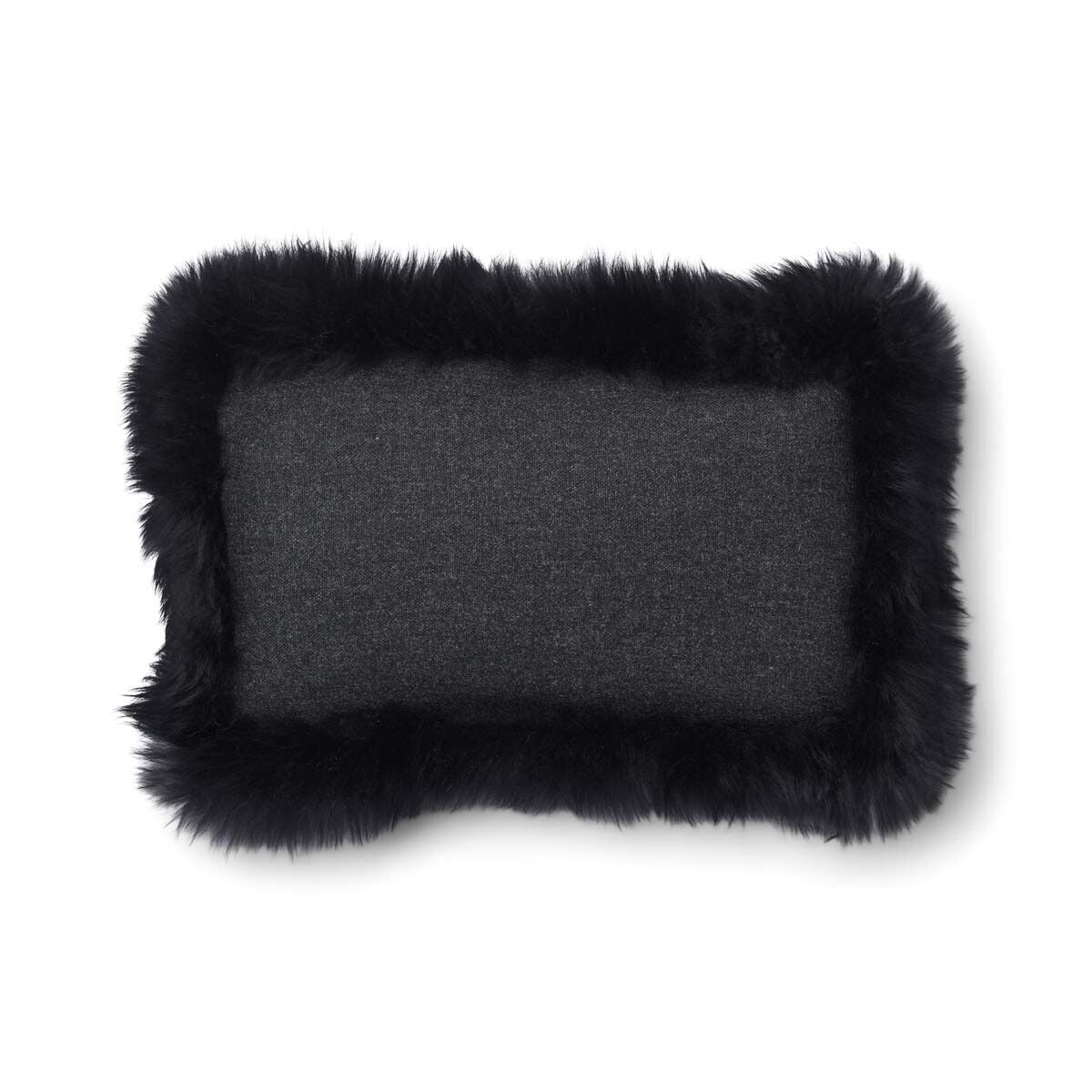 Wool Cushion | LW trim | 20x20 in | 13x20 in Charcoal/Black