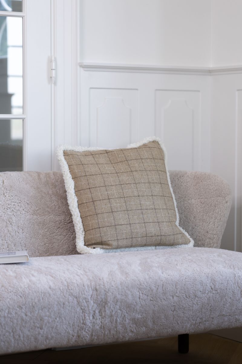 Wool Cushion | Doublesided | SW trim | 20x20 in Oatmeal-Beige/Ivory