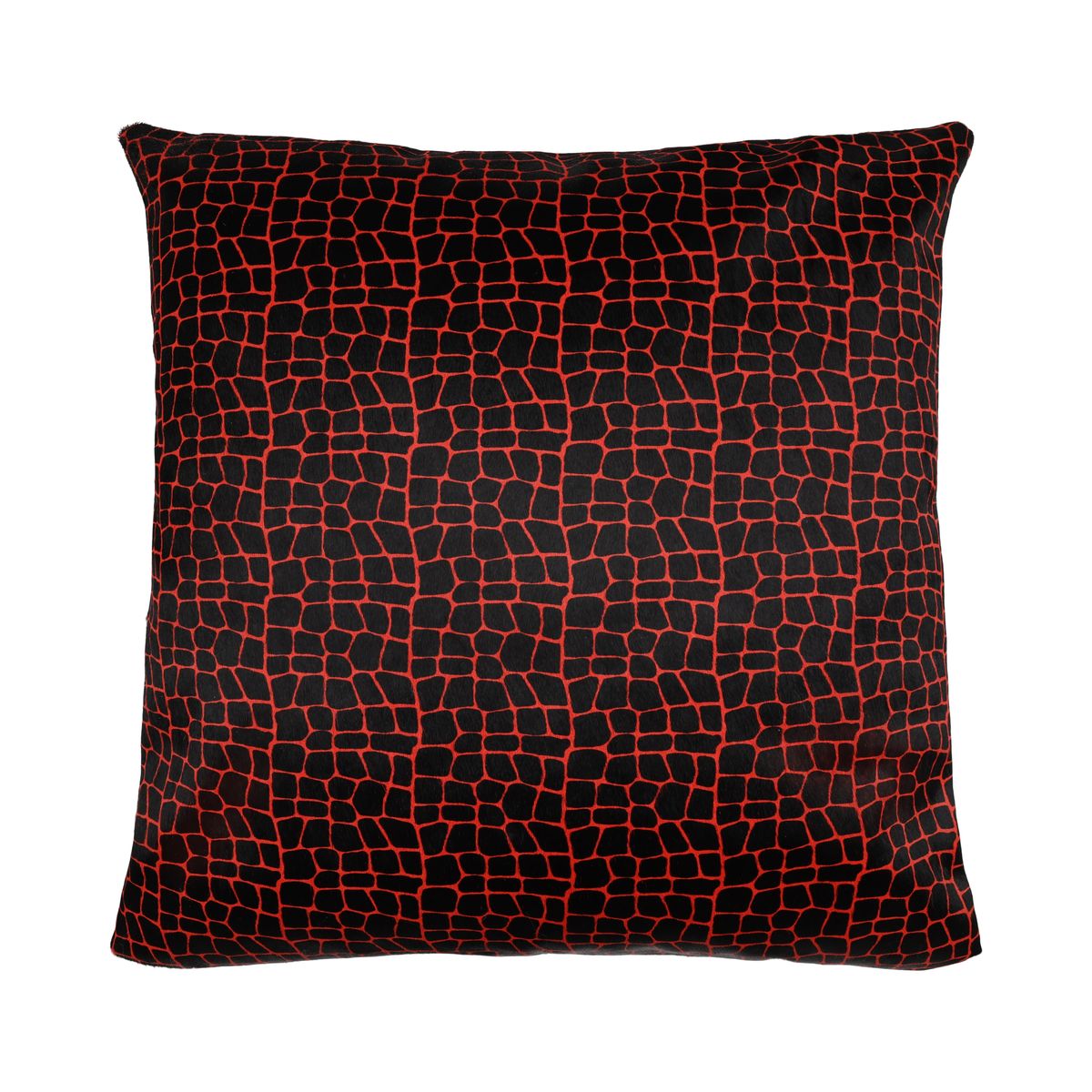 Premium Cowhide Cushion | Doublesided Red/Black Crocodile Print