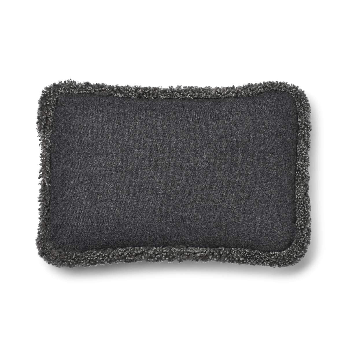 Short-Wool Sheepskin Cushion | SW trim | 13x20 in Rock/Graphite