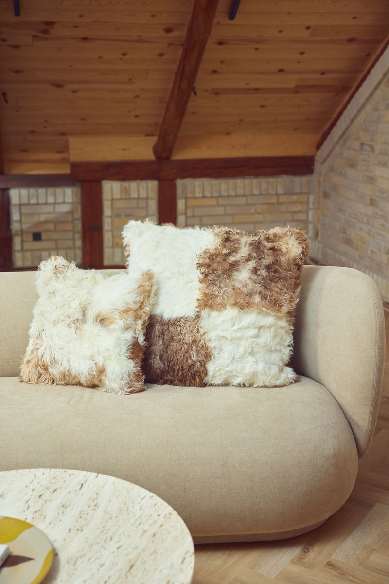 Toscana Sheepskin Cushion | Doublesided Brown/Beige Mix