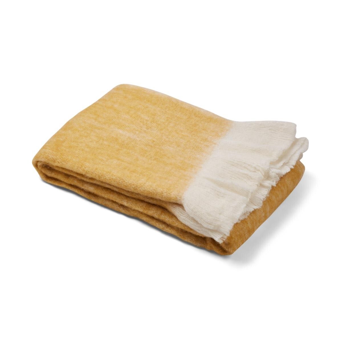 Throw of Mohair Wool Mustard