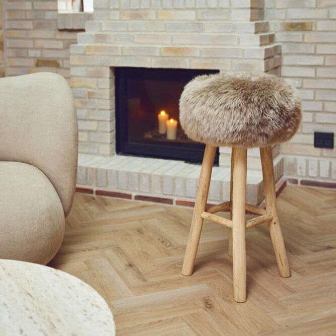 Sheepskin Stool Cover Black