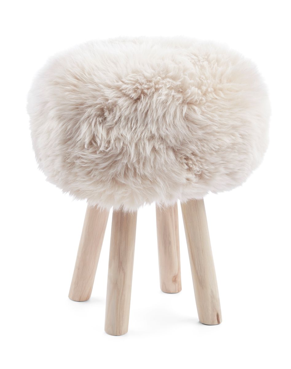 Sheepskin Stool Cover Linen