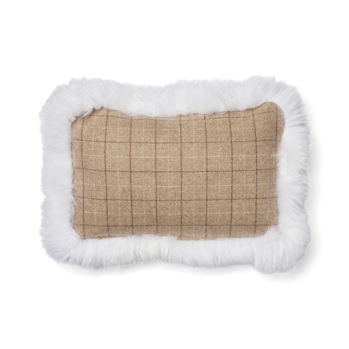 Wool Cushion Rectangular | Doublesided | LW trim | 13x20 in Oatmeal-Beige/Ivory