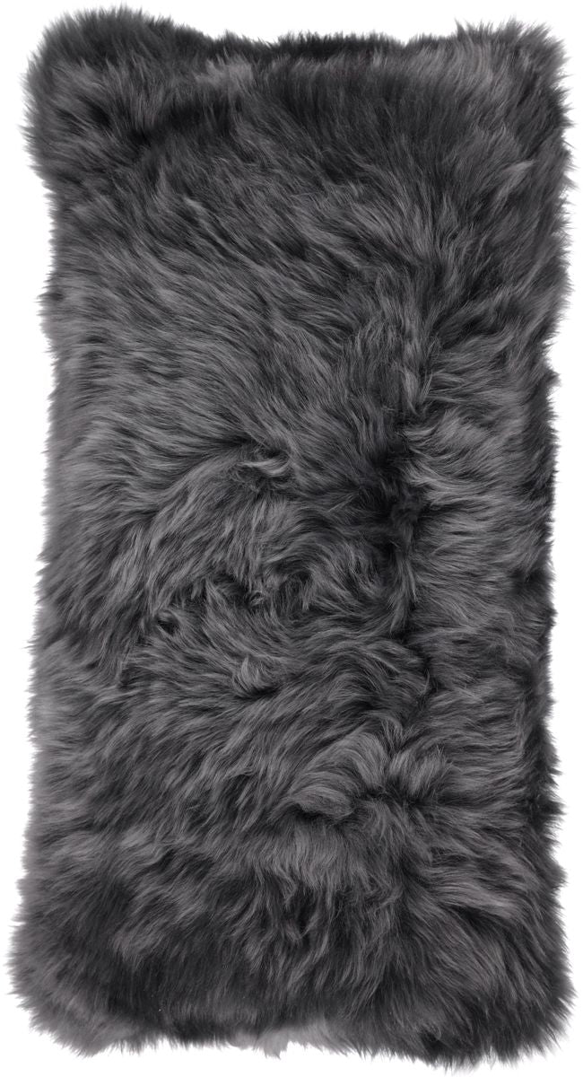 Long-Wool Sheepskin Cushion | 11x22 in Steel