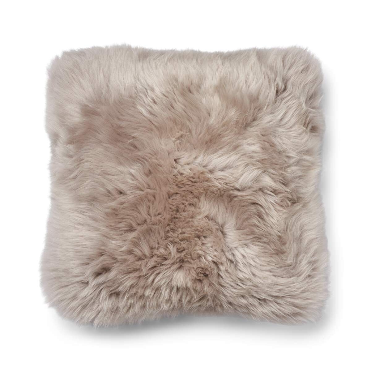 Long-Wool Sheepskin Cushion | 20x20 in Brown/Dove