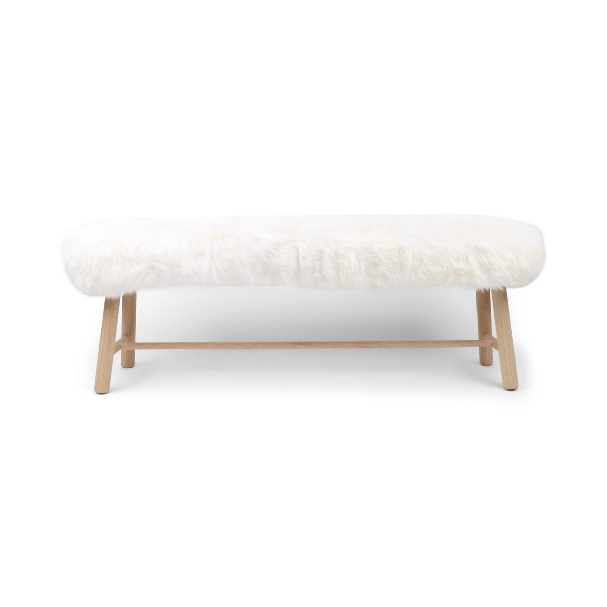 Bench with New Zealand Long Wool Sheepskin | Oak Legs Ivory