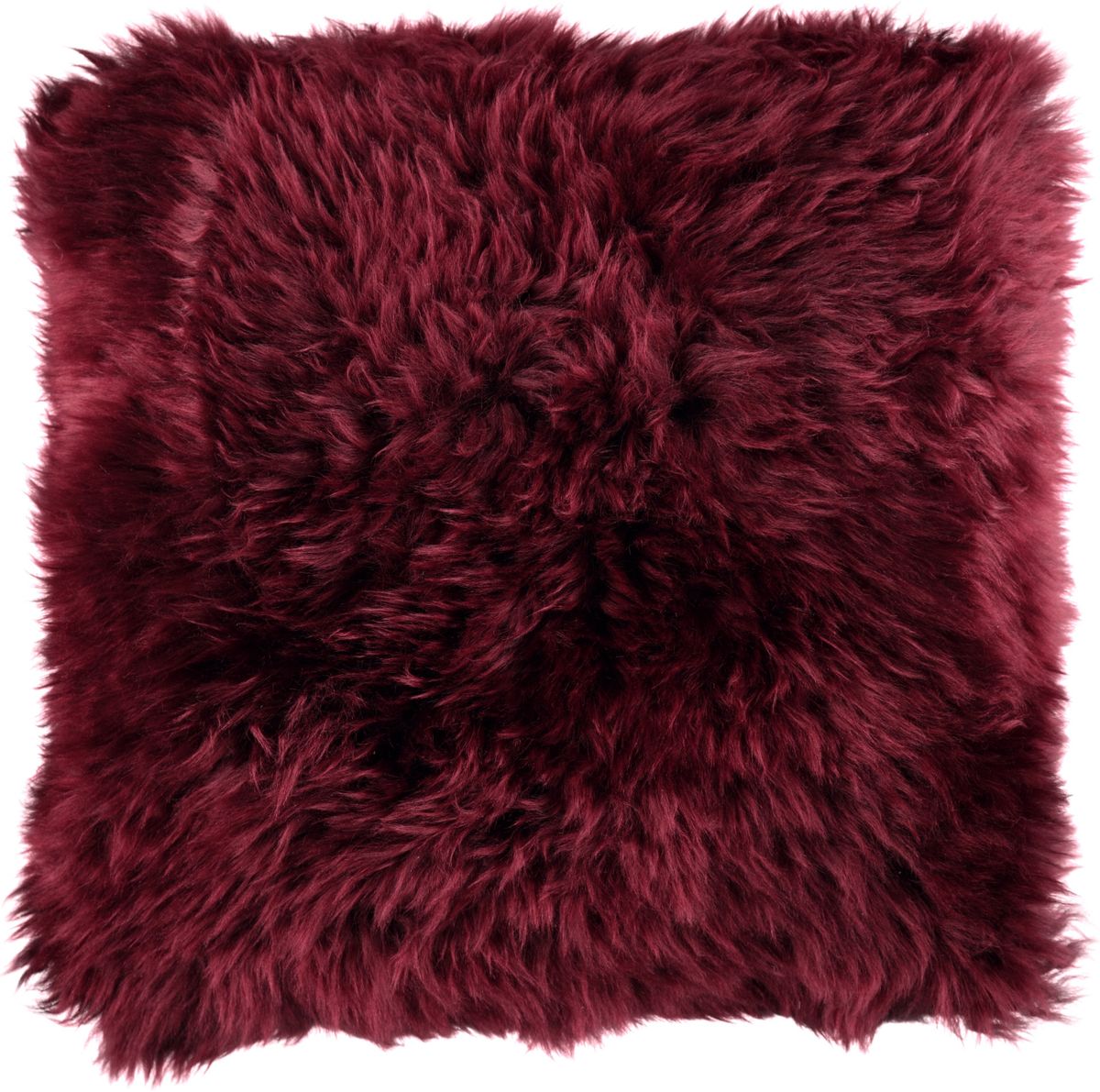 Long-Wool Sheepskin Cushion | 20x20 in Burgundy