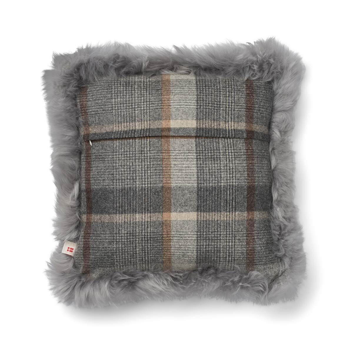 Wool Cushion | Doublesided | LW trim | 20x20 in Glencheck-Grey/Light Grey
