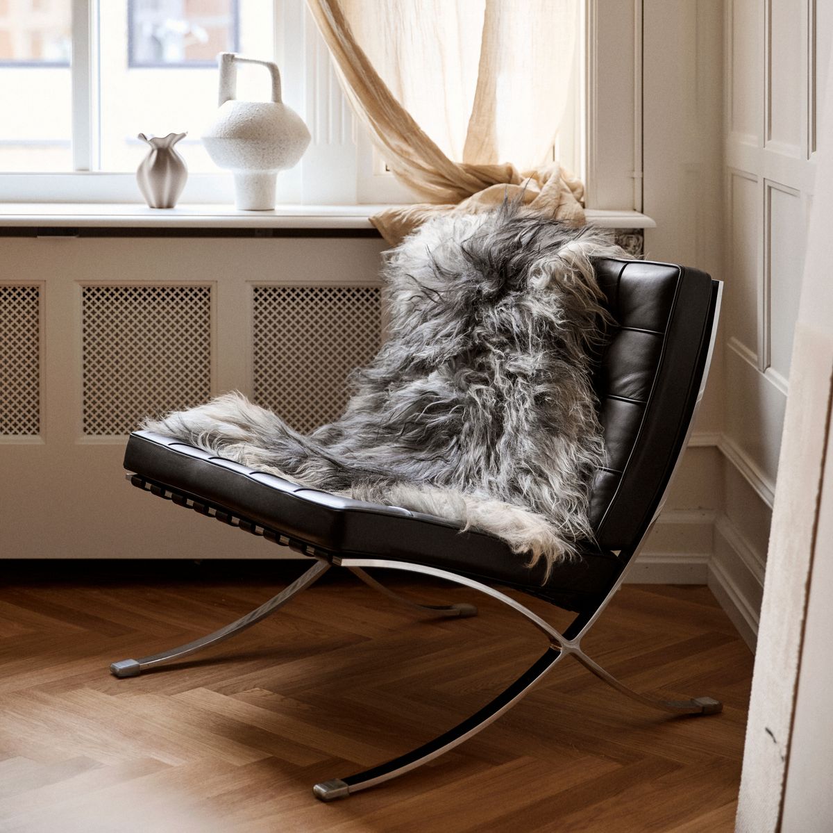 Icelandic Sheepskin | Long Wool | 35 in Natural Grey