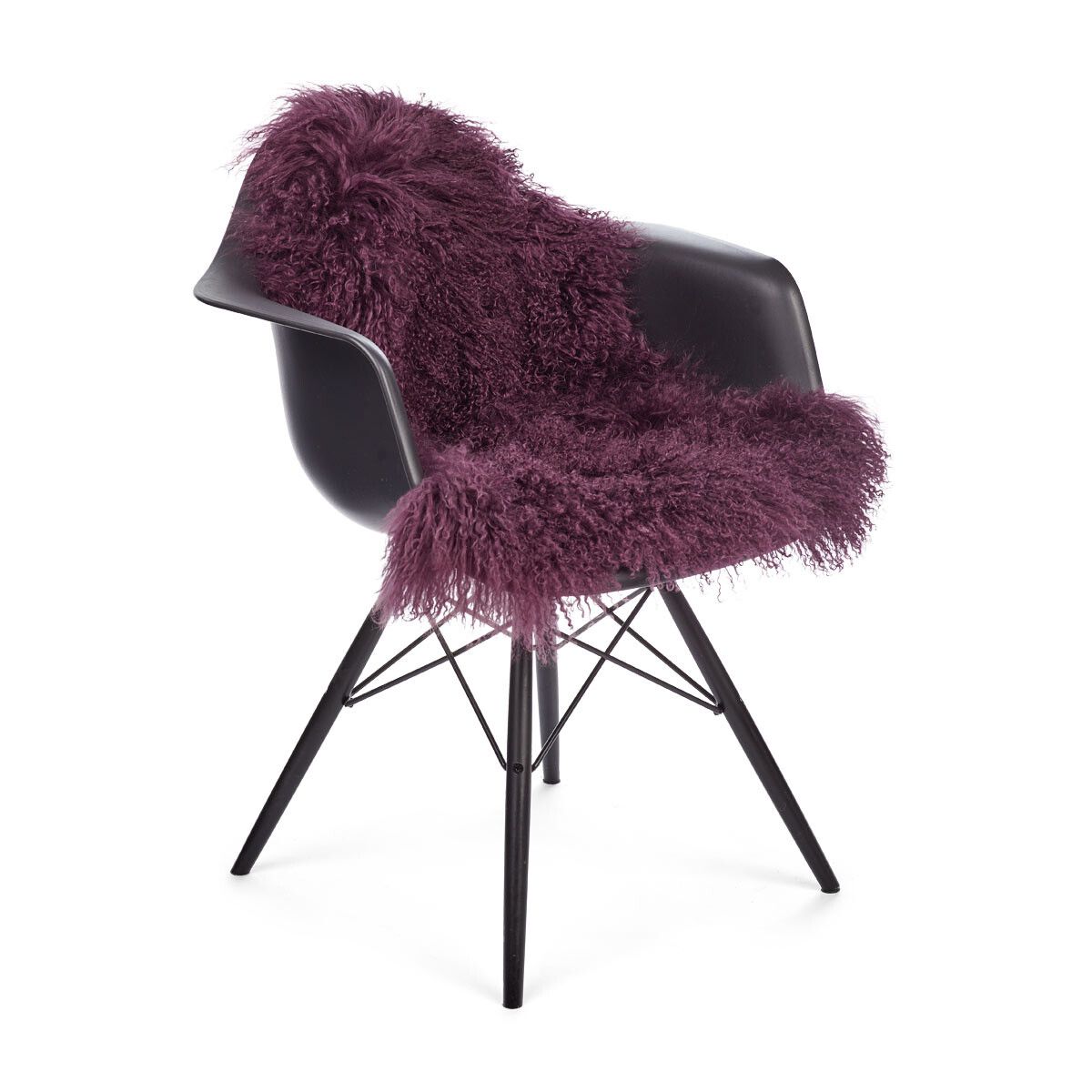Curly Sheepskin | Mongolian | 33x20 in Aubergine