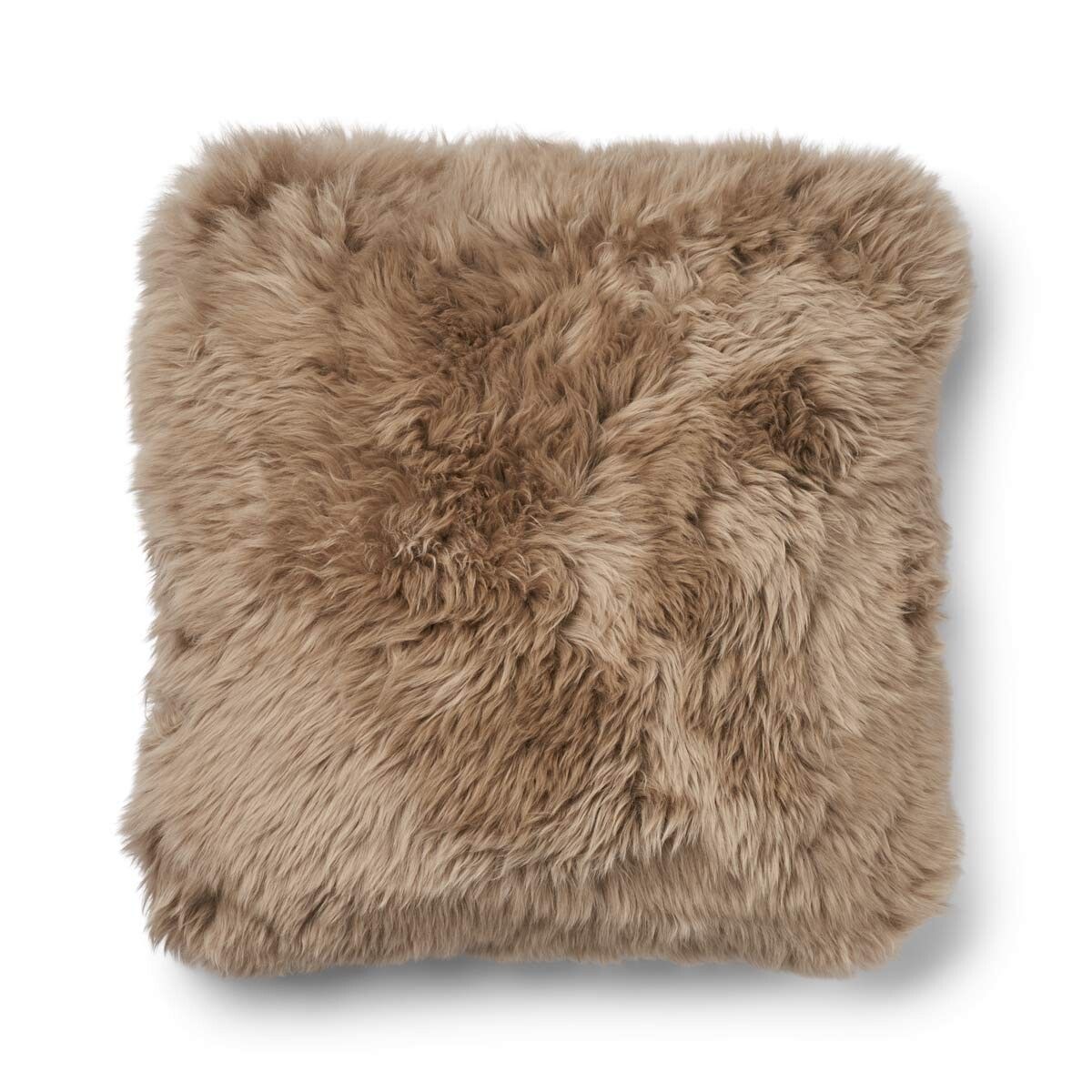 Long-Wool Sheepskin Cushion | 20x20 in Beige/Taupe
