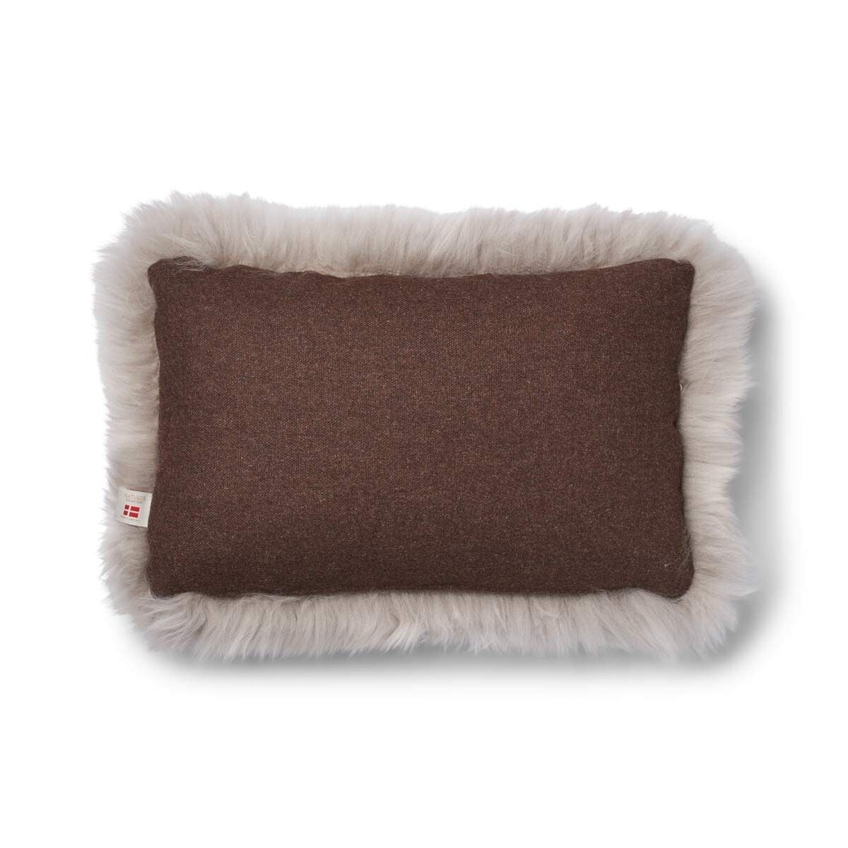 Long-Wool Sheepskin Cushion | 13x20 in Brown/Dove