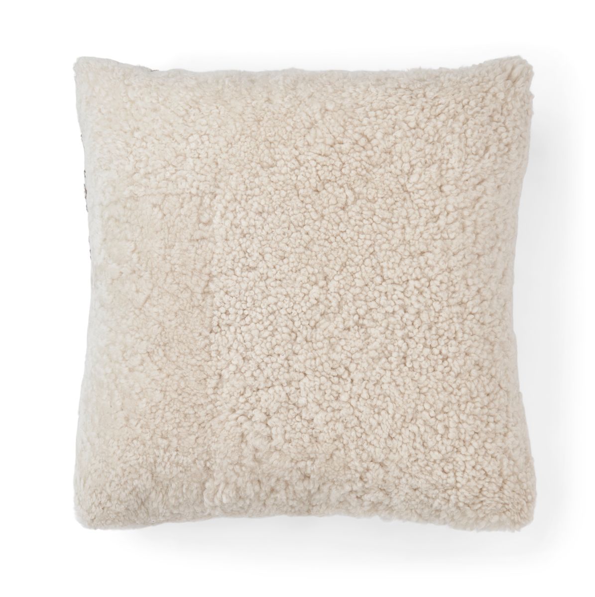 Short-Wool Sheepskin Cushion | Doublesided | 18x18 in Taupe/Pearl/Ivory