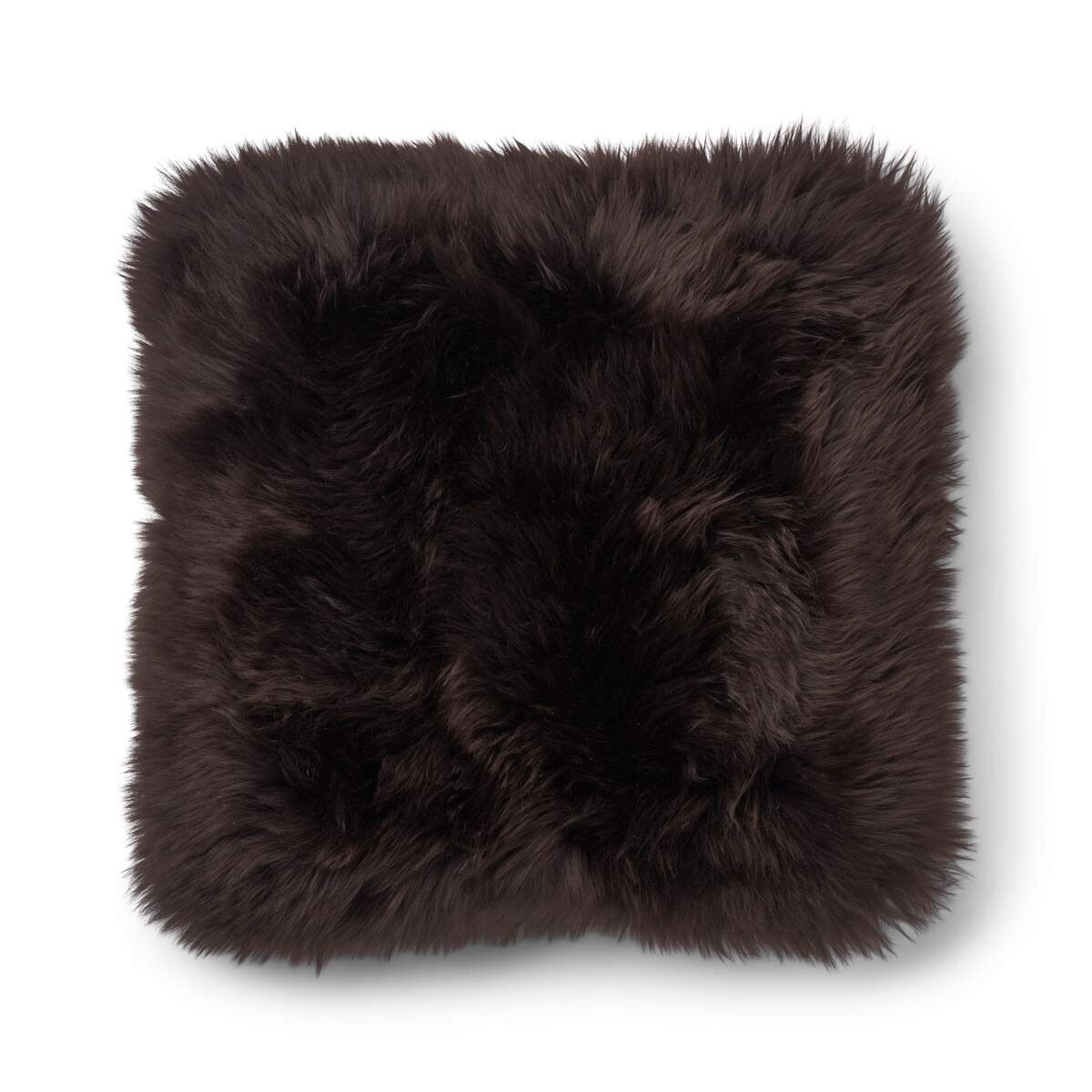 Long-Wool Sheepskin Cushion | 20x20 in Brown/Chocolate