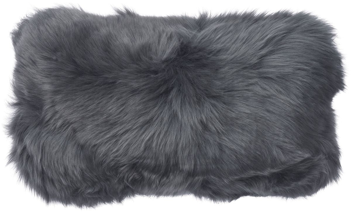 Long-Wool Sheepskin Cushion | 16x26 in Steel