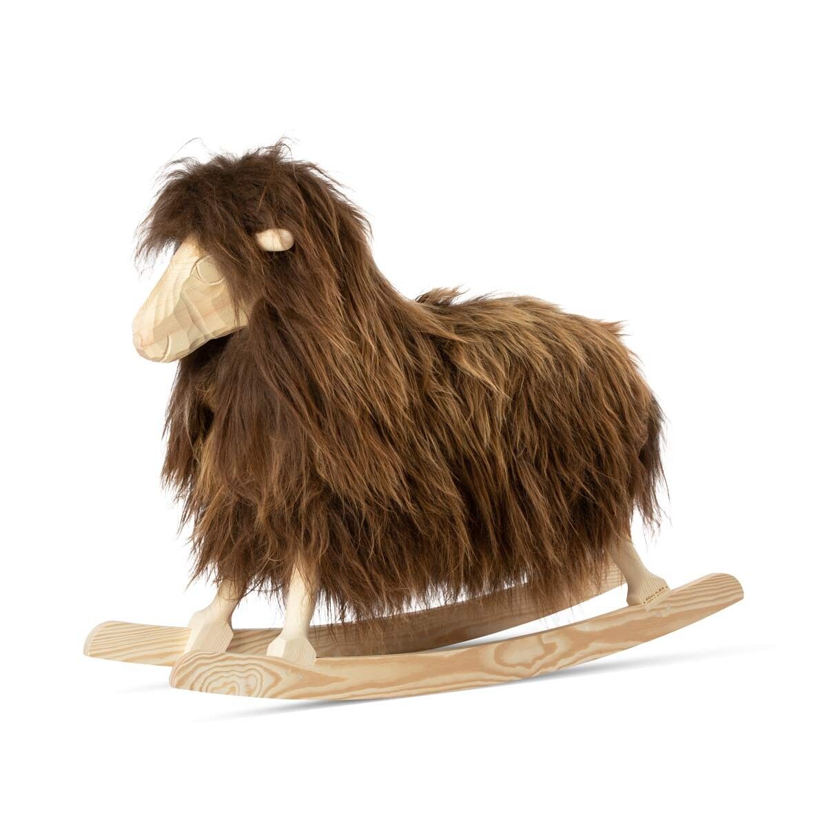 Rocking Sheep | Long Wool | L33xW10xH24 in | Large Rusty Brown
